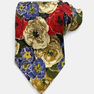 Hugo Boss Floral Art Vintage Silk Tie Office Business Formal Wedding Flowers
